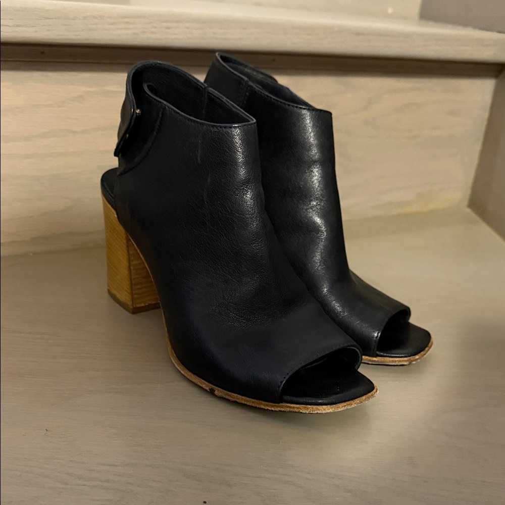Elegant Black Peep-Toe Ankle Booties